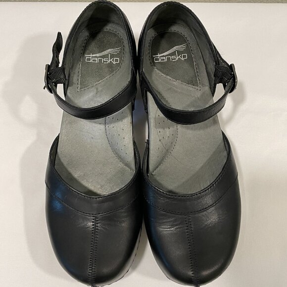 DANSKO Mary Jane "Sally" Leather Closed Back Clog Buckle Strap, Black- 40/9.5-10 - Picture 2 of 12